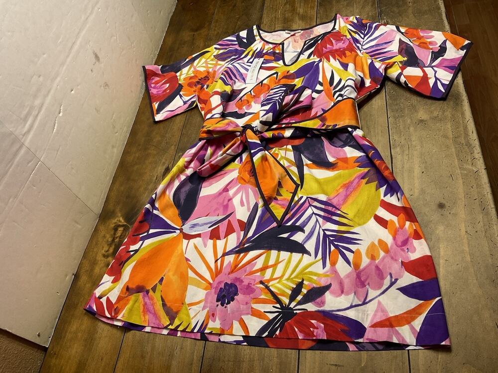 Frances Valentine Doris Lanai Floral Cotton Poplin Size Large NWT